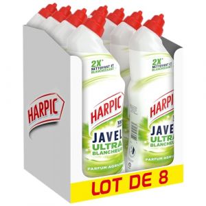 Harpic - Lot de 8 Gels WC Javel Ultra Blancheur 750ml - Agrumes (Pennguin-FR-Home, neuf)