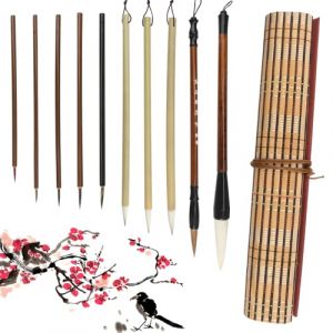 10 Pièces Pinceaux de Calligraphie Chinoise, Pinceau Kanji Sumi Japonais, Pinceau D'écriture, Pinceau Calligraphie, Pour L'écriture, Le Dessin, Kanji Sumi, L'aquarelle(10 Tailles avec Sac à Pinceaux) (XXBXEU, neuf)