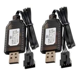7.4V USB Chargeur C&acirc;ble RC Universel, 2 Pcs SM 4P C&acirc;ble Chargeur Lipo 2S, Compatible Voiture RC Bateau RC Drone RC Avions RC et Autres Jouets T&eacute;l&eacute;command&eacute;s (TuXingMeiLing, neuf)