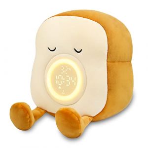 Aedcbaide Adorable Reveil Enfant,Toast Mignon Reveil Fille,reveil Pedagogique avec Support pour Téléphone,Rechargeable Et Gradable Veilleuse Enfant,Réveil Double avec Répétition De Réveil (Aedcbaide, neuf)