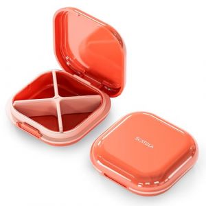 ONTERATE Pilulier Quotidien 4 Compartiments, Pilulier de Voyage Portable, Mini Pilulier pour Poche de sac à Main, Organisateur de Médicaments de Voyage Compact pour Vitamines, Suppléments (Rose) (ONTERATE, neuf)
