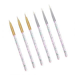 CALLARON 6 Pièces Ensemble de stylos à colorier clou manucure pour les ongles outil trousse brosse à ongles stylo de peinture d'art d'ongle fin brosse à tige pailletée (Raindrops On Roof, neuf)