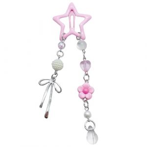 Pince &agrave; cheveux &eacute;l&eacute;gante en forme d'&eacute;toile color&eacute;e dopamine avec pendentif en forme d'&eacute;toile pour f&ecirc;tes et rendez-vous (LLLucky, neuf)