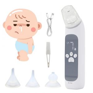 Mouche-b&eacute;b&eacute; &eacute;lectrique rechargeable avec 3 niveaux d'aspiration, 3 tailles de pointes en silicone, fonction musique et lumi&egrave;re (gris) (lmmlmstore, neuf)