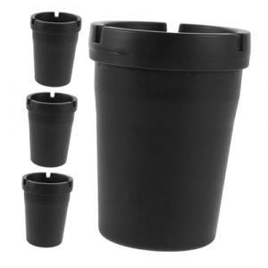 FELTECHELECTR 4 pi&egrave;ces Cendrier Voiture Portable Noir Plastique Compact sans Odeur Anti-fum&eacute;e Compatible Porte-gobelet Facile &agrave; Nettoyer pour D&eacute;placements Quotidiens et Longs Voyages (Tsuo Longqusen, neuf)