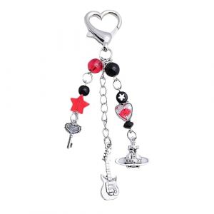 DHWEKU Y2K Porte-clés esthétique fraise papillon accessoires ours guitare porte-clés mignon pour filles femmes pendentif sac pendentif, rouge, L (DHXMYGS, neuf)
