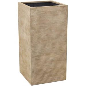 VIVANNO Jardini&egrave;re en Fibre de Verre Block 80 cm, Beige ray&eacute; (AE Trade, neuf)