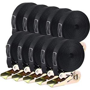 10 PCS 800 kg Sangle à Cliquet, Sangle d'Arrimage avec Tendeur, Sangle de Serrage en Polyester, Certifié CE, Longueur 6 m, Largueur 25 mm, Noir (Cococloud, neuf)