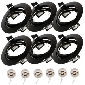 Yodave 6 x Spot encastrable GU10 Set,Rond pivotant Support Spot cadres encastrer Aluminium Brossé incl. Douille GU10 (Noir) (HengdaEU, neuf)
