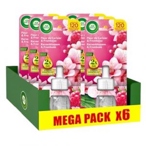 Air Wick Lot de 6 Recharges Diffuseur désodorisant électrique huiles essentielles Fleur de Cerisier & Framboise (Stock Bureau Maison Bien-être, neuf)