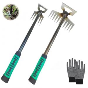 2 Pièce Désherbeur Manuel en Acier Inoxydable,Désherbeur À Main Outils,Arrache Pissenlit,Arrache Mauvaise Herbe,Extracteur Mauvaises Herbes,Outil Désherbage Manuel pour Jardins,Terrasses,Pelouses (Jiahuade, neuf)