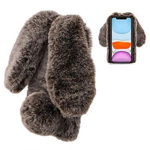 LCHDA Coque Lapin pour iPhone 13 Mini 5,4 Pouces, Mignon Peluche Faux Fourrure Oreille Souple Poilu Doux Silicone TPU Pare-Chocs Anti-Choc Anti Poussiere Incassable Housse &Eacute;tui de Protection - Marron (LCHDA-EU, neuf)