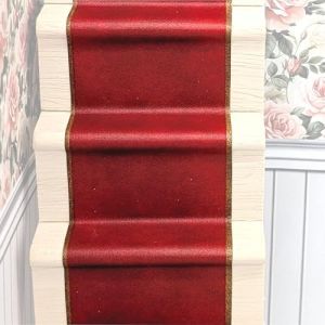 Tapis autocollant avec structure textile v&eacute;ritable pour maison de poup&eacute;e - &eacute;chelle 1/12 (tapis rouge) (Byrg Miniatures, neuf)
