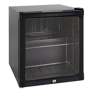 Mini Armoire à Boissons 52L – Réfrigérateur Compact Positif Ventilé – Température 0/+10°C – Porte Battante avec Serrure – Étagère + Grille – Éclairage LED – Gaz R600a – Pieds Réglables – Couleur Noire (PESAGE-MB, neuf)