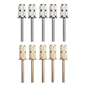 Lot de 10 forets &agrave; ongles en m&eacute;tal pour manucure, lime &agrave; ongles &eacute;lectrique, bandes de pon&ccedil;age de 2,35 mm, forets pour ongles en acrylique, manucure, p&eacute;dicure, argent et or (Langet, neuf)