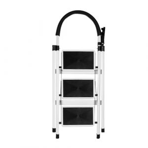 Escabeau 3 Marches, Pliable en Acier Solide et Stable - Marche Pied Pliable, Charge 150 kg - Plateforme de Travail, Antid&eacute;rapante et Confortable 104 x 57 x 41,5 cm - 3 marches (Blanc) (Hechheu, neuf)