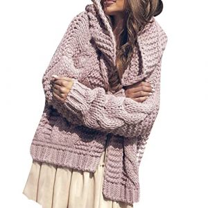 Gilet Noir Femme Marron Cardigan De Fete Trench Coat Tres Chaud Manteau Long Pull Court Gros Hiver Bien en Laine Chic Et Elegant Veste Bouclette Grosse Maille Cachemire Grande Taille Blanc Rose Tweed (keicyd, neuf)