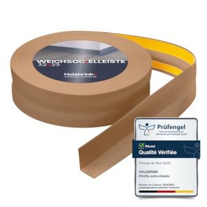 HOLZBRINK Plinthe souple autoadhésive 32x23mm, 10 m | Plinthe PVC pour finition plan de travail, meubles cuisine | Lame PVC adhesive | Couleur : chêne clair (Jumbo-Shop, neuf)
