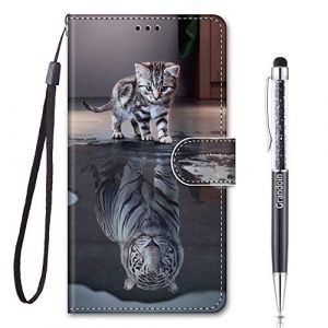 Grandoin Coque pour Honor Magic 5 Lite/Honor X9A, Housse Etui Portefeuille Honor Magic 5 Lite/Honor X9A, Mode &Eacute;tui de Protection Housse en PU Cuir avec TPU Silicone Phone Case (Chat Tigre) (Grandoin FR Store, neuf)