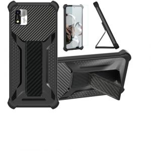 bojioderf Coque pour KONROW Star 55 Max Coque &Eacute;tui Case Cover Hybride [avec Protection d'&eacute;cran en Verre tremp&eacute;] [Support magn&eacute;tique Pliable] [givr&eacute; r&eacute;sistant aux Empreintes digitales] Noir (Oujietong, neuf)