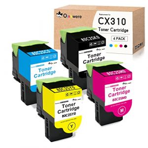 OINKWERE Cartouches de Toner CX310 pour Lexmark CX310n CX310dn CX410e CX410de CX410dte CX510de CX510dhe CX510dthe (Pack de 4, 2500&2000 Pages) 80C2SK0 80C2SC0 80C2SM0 80C2SY0 (WHEIRNCH, neuf)