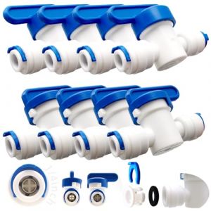 CESFONJER 8 Pcs Inline Robinet/Vanne d'arrêt/Soupape de Isolation pour 1/4" réfrigérateur congélateur LDPE/système de Filtre à Osmose Inverse Eau Tube pour Tuyau (CESFONJER-FR, neuf)