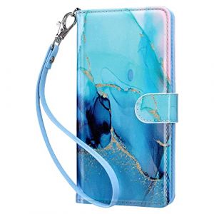 ULAK Coque Compatible avec Galaxy S20 FE, Portefeuille en Cuir Protection avec Porte Carte, Fonction Support, Étui Housse pour Femme Fille Samsung Galaxy S20 FE 6.5 Pouce, Bleu Marbre (easyarise, neuf)