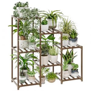 Bamworld Support Plantes Interieur Porte Plante en Bois à 3 Niveaux, Échelle Etagere Pour Plantes Interieur, Meuble de Décoration pour Salon, Patio, Jardin, et Décor Boho pour Jardinage (Bamworld, neuf)