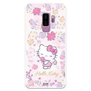 Coque originale compatible avec Samsung Galaxy S9 Plus - Hello Kitty Delicate Flower (Personalaizer, neuf)