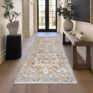 Homcomodar Tapis Couloir 80x200cm Tapis Passage Antidérapant Long Tapis Lavable en Machine Tapis Poil Ras Paillassons pour Entrée Tapis de Cuisine Descente de Lit (Borlans, neuf)