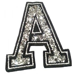 Écusson Patch Badge strass Brodé ecusson lettre alphabet thermocollant "A 8 - 10 cm " (B2SEE LTD avec TVA francaise et livraison LaPoste, neuf)