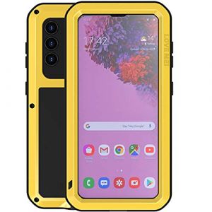 LOVE MEI Coque pour Samsung Galaxy S21 5G, Aluminium M&eacute;tal &eacute;tanche Antichoc Militaire Heavy Duty Robuste Couverture Housse Coque pour Samsung Galaxy S21 5G (S21, Jaune) (Miyi's, neuf)