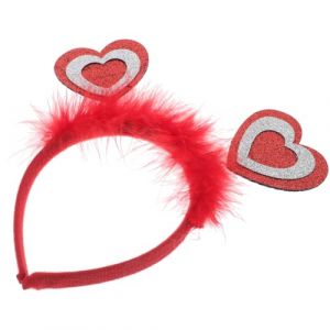 TOGEVAL Bandeau Saint-Valentin pour Cheveux Femme Serrage-T&ecirc;te Plume C&oelig;ur Rouge Accessoire Mariage et F&ecirc;te Romantique Bandeau D&eacute;guisement Photo D&eacute;corations Mariage (BOBOLING, neuf)