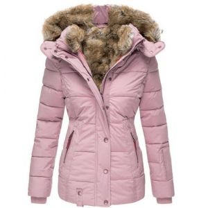 SUIUOI Manteau d'hiver pour femme - Veste matelass&eacute;e chaude doubl&eacute;e avec capuche en fourrure synth&eacute;tique, veste d'hiver cintr&eacute;e avec fermeture &eacute;clair, long manteau &agrave; capuche pour femme, pour le (YiWuShiQiTongDianZiShangWuShangHang, neuf)