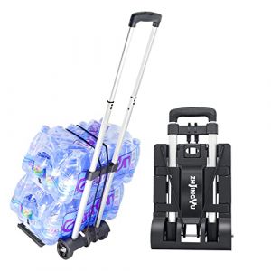 ZHJINGYU Diable Pliant en Aluminium 2 Roues - 35KG Capacité | Léger & Résistant - Extensible + 2 Cordons Elastiques - Diable Pliable pour Déménagement, Coursiers, Voyages & Bureau (ZHJINGYU, neuf)