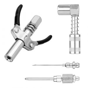 NQEUEPN 4pcs Kits Raccord pour Pistolet à Graisse, Comprenant de Coupleur de Pistolet à Graisse à 90 Degrés, Coupleur de Pistolet à Graisse, Une Aiguille à Graisse, Distributeur de Pointe d'Aiguille (Jenniy, neuf)