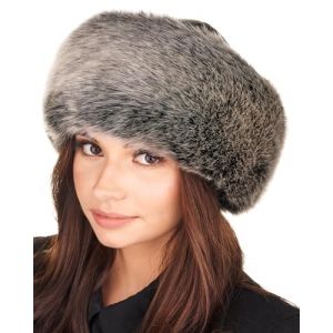 Futrzane Siberian Toque - Chapka Femme Cuir avec Fourrure - Chic Bonnet Hiver (XL, Noir - Gris Siberian) (Futrzane EU, neuf)