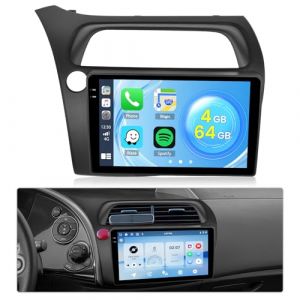 4G+64G Android 15 Autoradio pour Honda Civic VIII 2006-2011 sans Fil Carplay Android Auto Roinvou, 9'' Incell &Eacute;cran Tactile Radio avec Mirror Link GPS Bluetooth FM RDS WiFi EQ SWC Cam&eacute;ra de Recul (wenheyou, neuf)