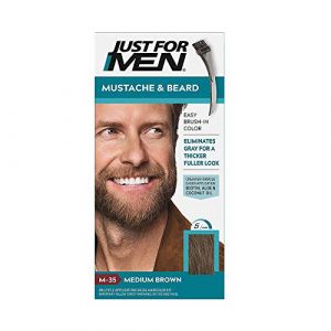 Just For Men - Coloration permanente pour barbes et moustaches, sans ammoniaque, avec brosse, châtain moyen M-35 2X, 14 ml (CorpoeCapelli, neuf)