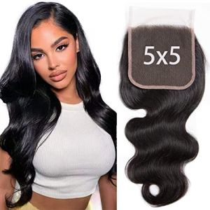 Closure Bresilienne 5x5 Body Wave Bresilienne Remy Hair Closure 100% Cheveux Humains Top Swiss Lace Free Part Unprocessed Virgin Hair Closure 130% Density 16 Pouce (Arenshxc, neuf)