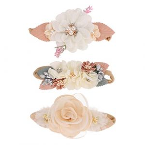 BESTonZON 3 Pièces Strass Nylon Bandeau Fille Cheveux Accessoires Fille Bandeau Bandeau Fille Fleur Bandeau Infantile Fleur Bandeau Fleur Bandeau (Mark teno, neuf)