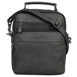 STILORD 'Joe' Pochette Homme Bandoulière Cuir Sacoche Petit Sac bandouliere Hommes Besace Cuir Vintage Cartable Sacoche Travail, Couleur:Carbon - Gris (STILORD Cuir, neuf)