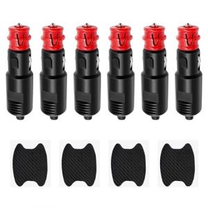 6 Pièces Prise Allume Cigare Male 12V/24V, Prise Fiche Male Allume Cigare avec Fusible 8A, Connecteur Universel Mâle avec 4 Film Autocollant Poignée pour Voiture, Camion, Moto et Bateau (guangzhoushikehankejiyouxiangongsi, neuf)