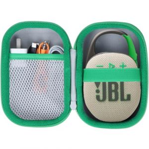 Lebakort Dur Étui Housse Cas Compatible avec JBL Clip 5 / JBL Clip 4 Enceinte Bluetooth Ultra-Portable (Gris + Vert) (Lebakort-EU, neuf)