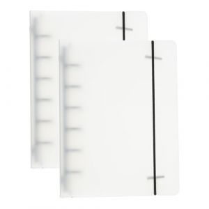 PATIKIL A7 Couverture de Classeur, 2 Pcs PP 6 Anneaux Couverture de Classeur &agrave; Anneaux Ronds avec Ceinture de Fixation Noire, Fermeture en M&eacute;tal, Classeur &agrave; Feuilles Mobiles, Blanc Mat (PATIKIL UK, neuf)