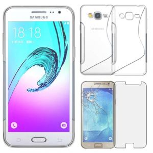 ebestStar - Coque Compatible avec Samsung J3 2016 Galaxy SM-J320F Etui Housse Silicone Gel TPU Souple Motif S-Line, Transparent + Film &eacute;cran Verre Tremp&eacute; [Appareil: 142.3 x 71 x 7.9mm, 5.0''] (ebestPro-fr, neuf)