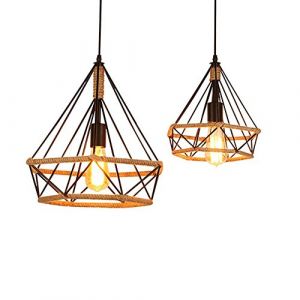 STOEX Lustre Suspension Industrielle 25cm en forme Diamant Corde de Chanvre Noir (STOEX, neuf)