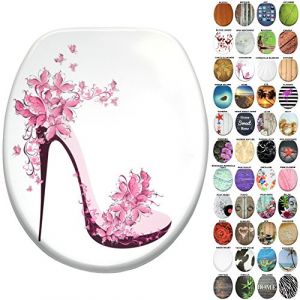 Sanilo Abattant WC, Grande sélection de lunettes de toilette, Finition de haute qualité, Charnières robustes, Fixation facile (Chaussure) (Baintastique, neuf)