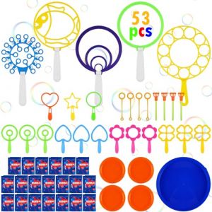 OSDUE Baguette à Bulles Ensemble, 53 Pièces Bulles Sticks pour Enfants, Jouet de Bulles de Savon pour activités de Plein air, Mariage, Fête D'été de Voyage, Bulles de Savon Enfant Géante Kit (PLUM-MARKETING, neuf)