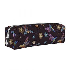 FLYIFE Trousse à crayons en cuir avec fermeture éclair - Motif camouflage d'automne - Pour filles, garçons, étudiants, école, bureau, université, Broderie en forme de colibris, Taille unique, Cartable (xiehuaLJFDY, neuf)